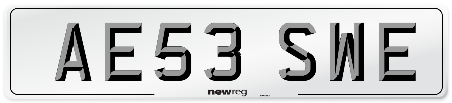 AE53 SWE Number Plate from New Reg